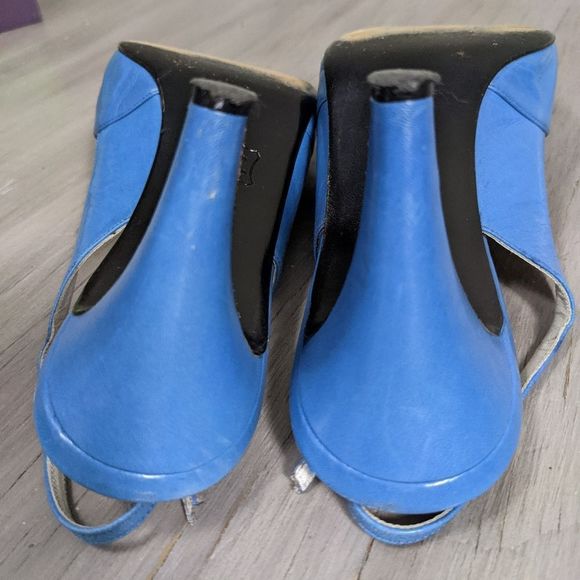Vintage bruno magli heels blue peeptoes sling - Picture 4 of 10